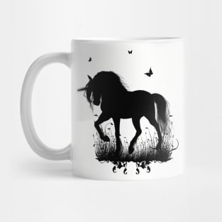 Beautiful unicorn with flying dragon in the sky Mug